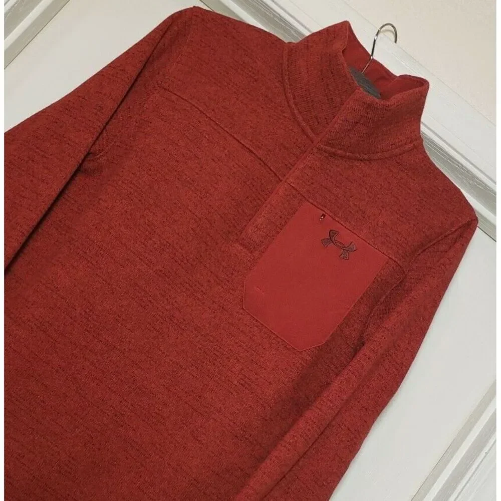 Men's Under Armour Specialist Henley Sweater Size Small Red